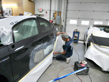 inside the new autobody shop at Pattersons